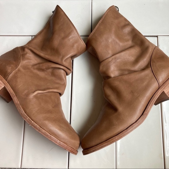 Beek Ostrich Slouch Saddle Boots Sz 8.5 Caramel - Picture 2 of 8